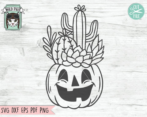 Pumpkin Cactus Planter SVG file, Halloween Succulent svg file, Halloween Cactus cut file, Cactus Planter svg, Plant Lover svg, Jack o Lantern svg SVG Wild Pilot 