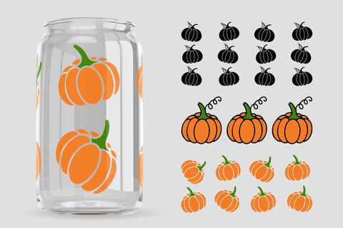 Pumpkin Can Glass Wrap SVG. Thanksgiving Glass Can 3 Designs SVG LaBelezoka 