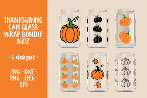 Pumpkin Can Glass Wrap SVG. Thanksgiving Glass Can Bundle SVG LaBelezoka 