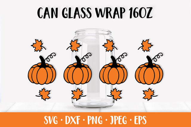 Pumpkin Can Glass Wrap SVG. Thanksgiving Glass Can Design SVG LaBelezoka 