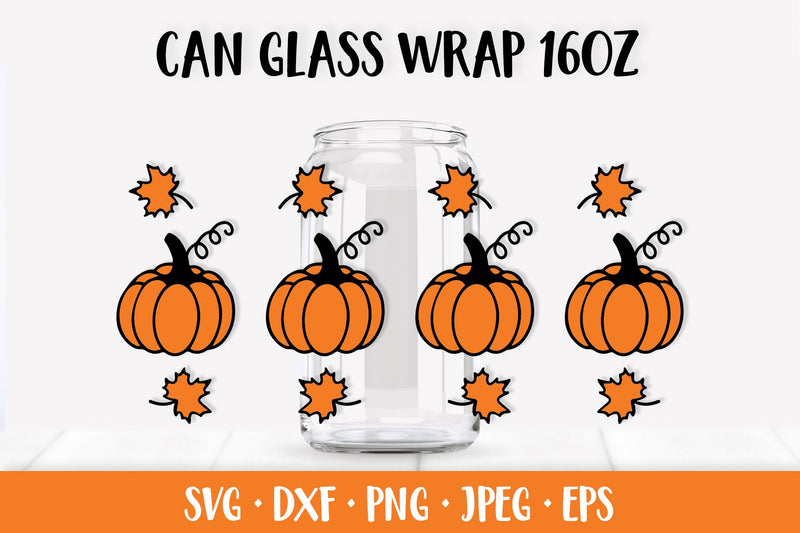 Pumpkin Can Glass Wrap SVG. Thanksgiving Glass Can Design SVG LaBelezoka 