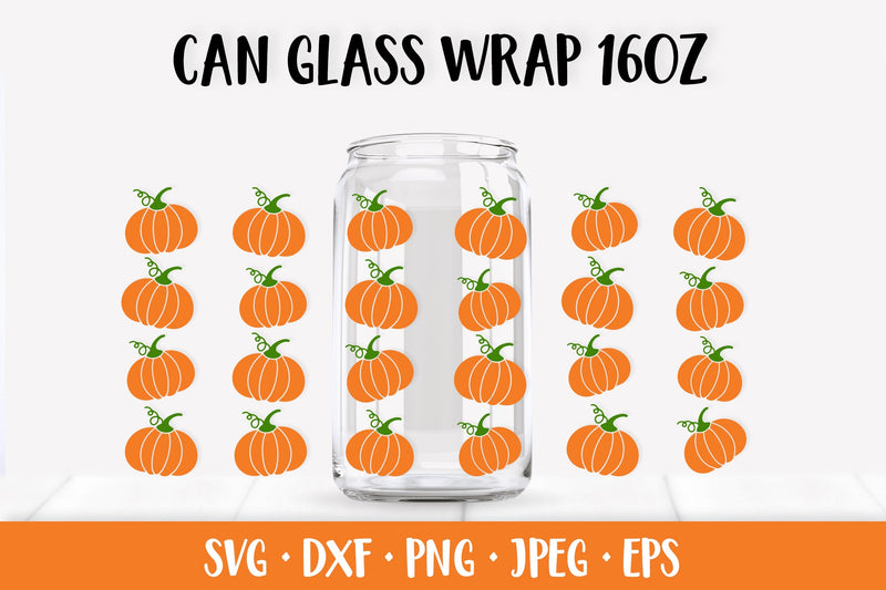 Pumpkin Can Glass Wrap SVG. Thanksgiving Glass Can Full Wrap SVG LaBelezoka 