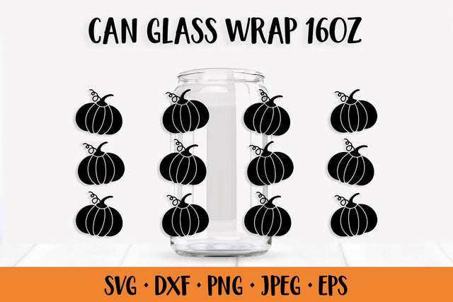 Pumpkin Can Glass Wrap SVG. Thanksgiving Glass Can SVG LaBelezoka 
