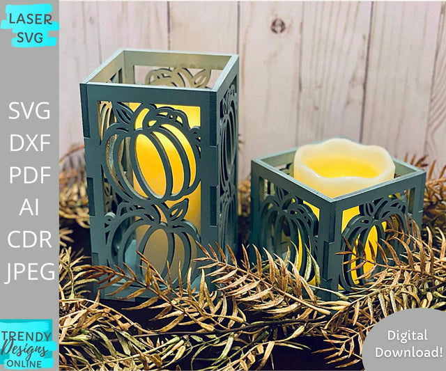 Pumpkin Candle Holders svg, Fall Lantern Glowforge Laser cut svg SVG Trendy Designs Online 