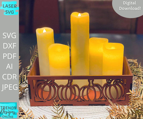 Pumpkin Centerpiece svg, Fall Candle Holders Glowforge laser cut svg SVG Trendy Designs Online 