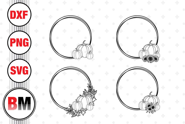 Pumpkin Circle Floral SVG, PNG, DXF Files SVG BMDesign 