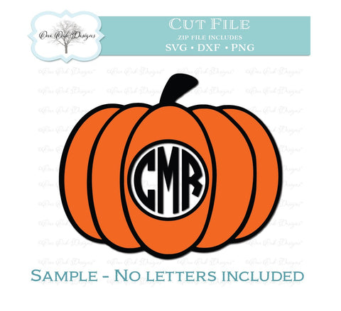 Pumpkin Circle Monogram Frame SVG One Oak Designs 