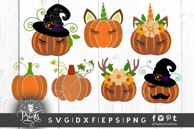 Pumpkin clipart bundle cut files SVG TheBlackCatPrints