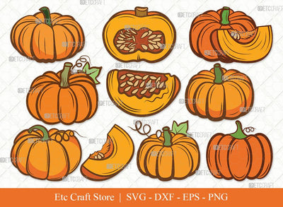 Pumpkin Clipart SVG Cut File | Pumpkins Svg | Autumn Fall Svg | Thanksgiving Svg | Halloween Svg | Pumpkin Bundle | Eps | Dxf | Png SVG ETC Craft 