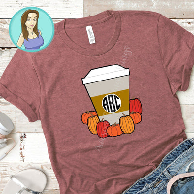 Pumpkin Coffee Fall Monogram SVG SVG Awesomely Strange Designs 