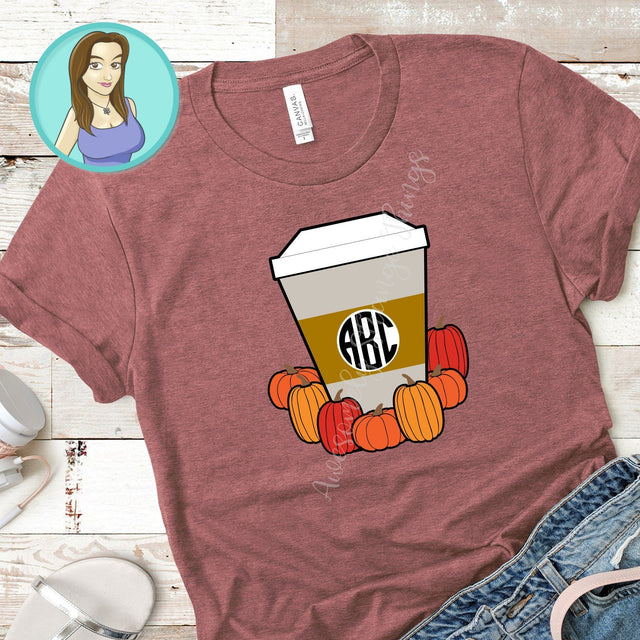 Pumpkin Coffee Fall Monogram SVG SVG Awesomely Strange Designs 