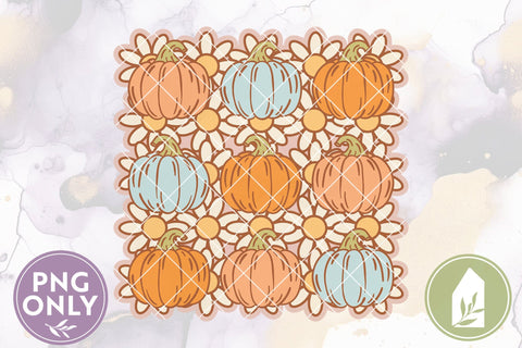 Pumpkin Daisy Sublimation File, Fall Retro Pumpkin Shirt PNG Sublimation LilleJuniper 