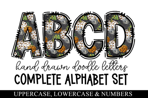 Pumpkin Doodle Letters, Fall Sublimation Alphabet Sublimation BijouBay 