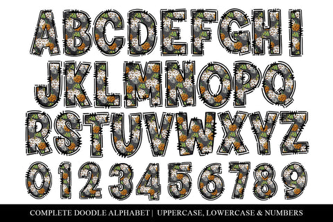 Pumpkin Doodle Letters, Fall Sublimation Alphabet Sublimation BijouBay 