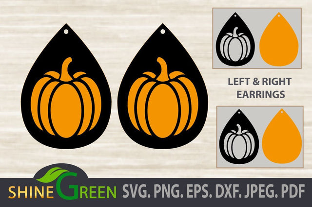 Pumpkin Earring Templates SVG -Faux Leather Earrings SVG Shine Green Art 