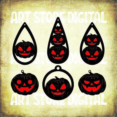 Pumpkin Earrings - Halloween SVG PNG DXF EPS Cut Files SVG Artstoredigital 