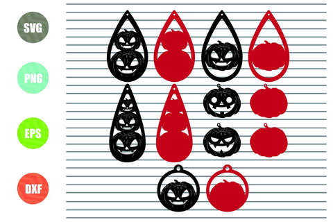 Pumpkin Earrings - Halloween SVG PNG DXF EPS Cut Files SVG Artstoredigital 