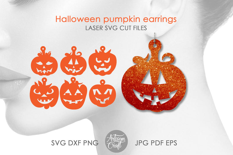 Pumpkin earrings, jackolantern earrings SVG Artisan Craft SVG 