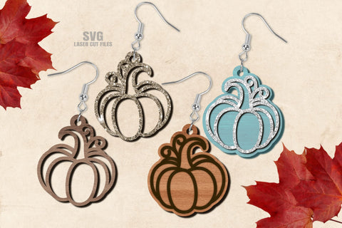 Pumpkin Earrings SVG Cut Files | Halloween Earring SVG SVG Cloud9Design 