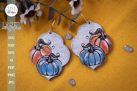 Pumpkin Earrings SVG For Laser Fall Earrings Pumpkin Duo Glowforge Earrings SVG For Laser Pumpkin Earrings SVG Autumn Earrings svg Fall svg SVG Diva Watts Designs 