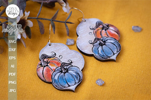 Pumpkin Earrings SVG For Laser Fall Earrings Pumpkin Duo Glowforge Earrings SVG For Laser Pumpkin Earrings SVG Autumn Earrings svg Fall svg SVG Diva Watts Designs 