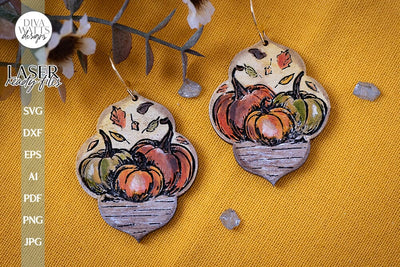 Pumpkin Earrings SVG For Laser Fall Earrings Pumpkin Patch Glowforge Earrings SVG For Laser Pumpkin Earrings SVG Autumn Earrings svg SVG Diva Watts Designs 