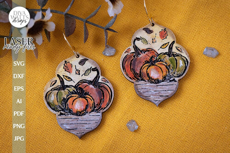 Pumpkin Earrings SVG For Laser Fall Earrings Pumpkin Patch Glowforge Earrings SVG For Laser Pumpkin Earrings SVG Autumn Earrings svg SVG Diva Watts Designs 