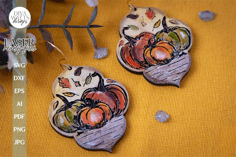 Pumpkin Earrings SVG For Laser Fall Earrings Pumpkin Patch Glowforge Earrings SVG For Laser Pumpkin Earrings SVG Autumn Earrings svg SVG Diva Watts Designs 