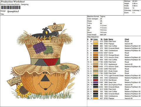 Pumpkin embroidery design, Autumn embroidery, Crow Patrol embroidery design, Embroidery/Applique DESIGNS ArtEMByNatalia 