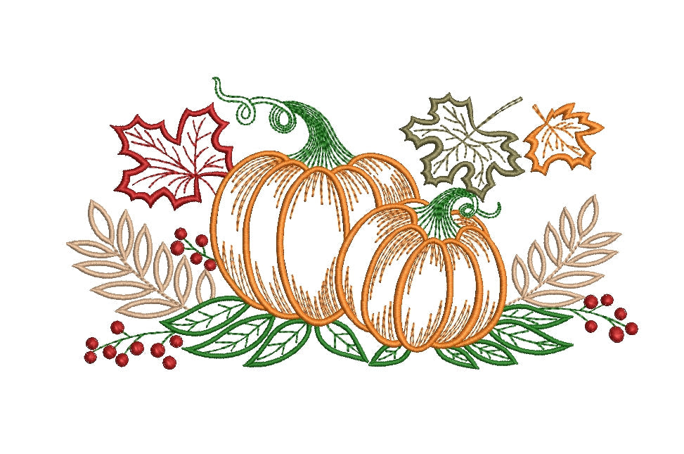 Pumpkin embroidery design, Autumn embroidery, thanksgiving day embroid ...