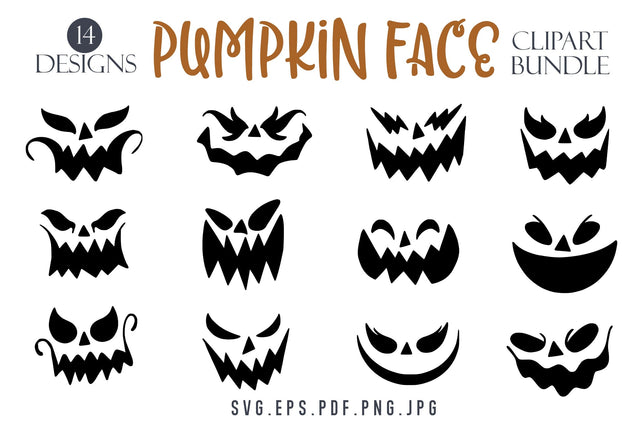 Pumpkin Face Clipart Bundle SVG dapiyupi store 