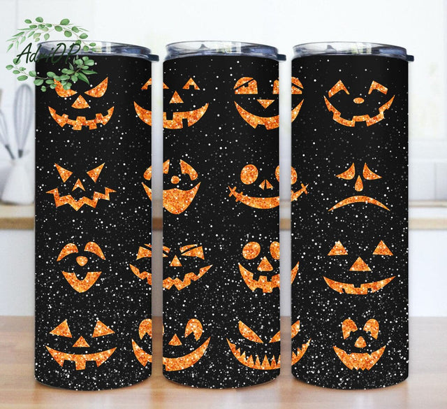 Pumpkin Face Glitter 20oz Tumbler Wrap, Halloween Pumpkin Tumbler Design, Halloween Sublimation Design, Pumpkin Wraps Templates, Instant Download Sublimation AdriOP 
