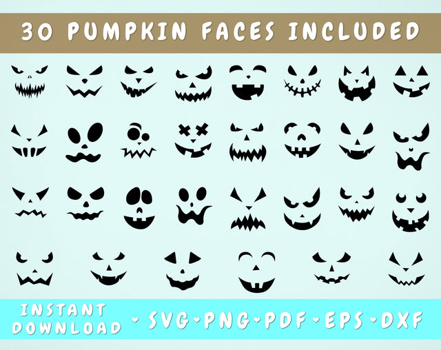Pumpkin Face SVG Bundle - 30 Designs SVG HappyDesignStudio 