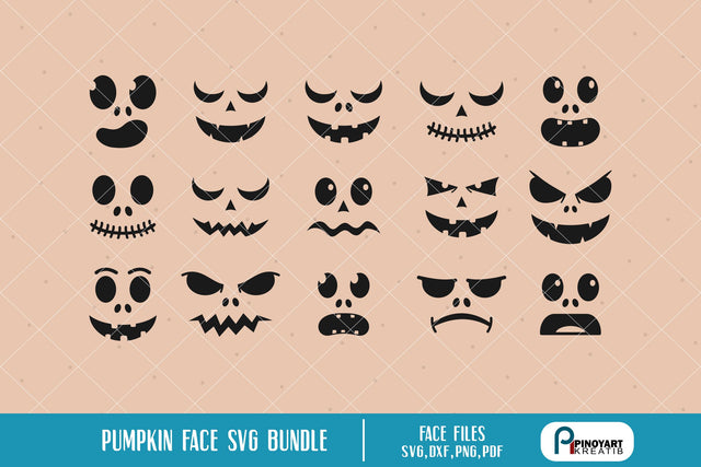 Pumpkin Face Svg Bundle SVG Pinoyart Kreatib