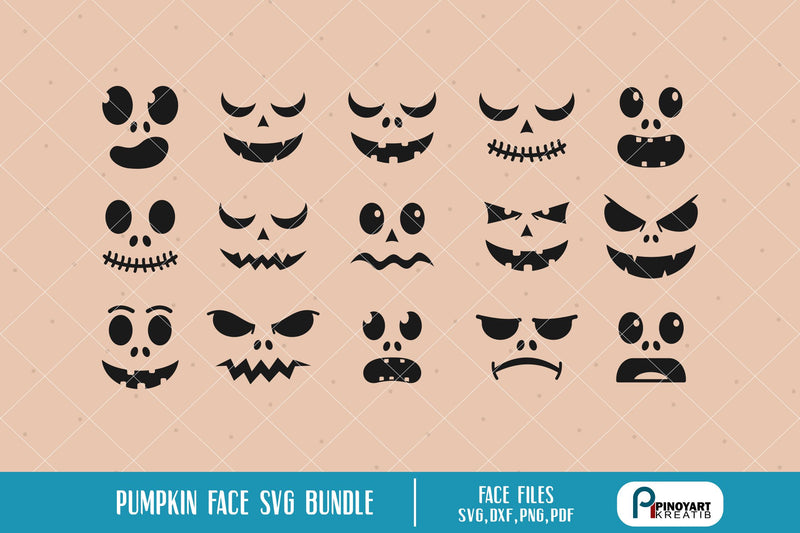 Pumpkin Face Svg Bundle - So Fontsy