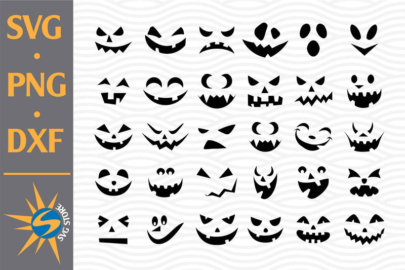 Pumpkin Face SVG, PNG, DXF Digital Files Include - So Fontsy