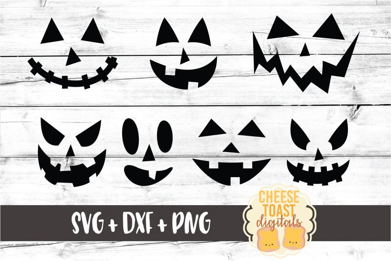 Pumpkin Faces - Halloween SVG PNG DXF Cut Files - So Fontsy