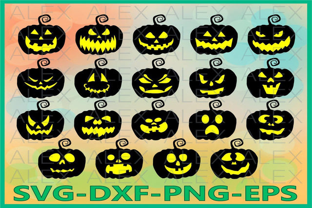 Pumpkin Faces Svg, Halloween SVG AlexSVGStudio 