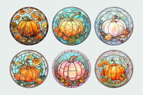 Pumpkin Fall Keychain Bundle Stained Glass Sublimation Sublimation OrangeBrushStudio 