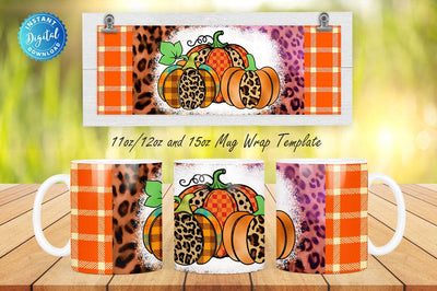 Pumpkin Fall Leopard 11, 12 & 15 Oz Mug Sublimation Sublimation Regulrcrative 