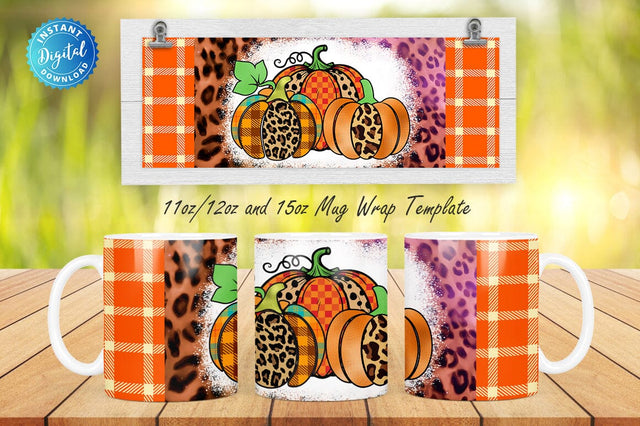 Pumpkin Fall Leopard 11, 12 & 15 Oz Mug Sublimation Sublimation Regulrcrative 