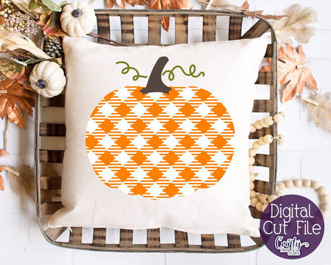 Pumpkin - Fall - Patterned Pumpkin - Buffalo Plaid Fall Pumpkin SVG Crafty Mama Studios 