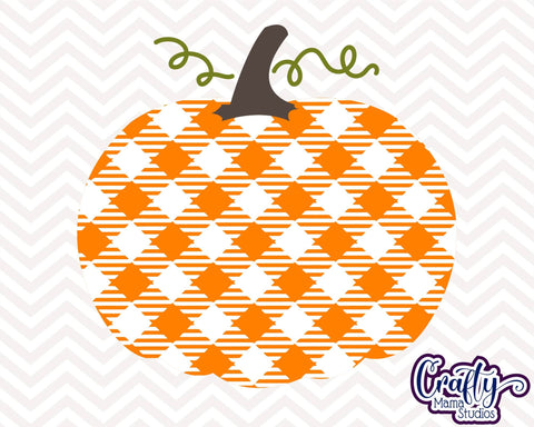 Pumpkin - Fall - Patterned Pumpkin - Buffalo Plaid Fall Pumpkin SVG Crafty Mama Studios 