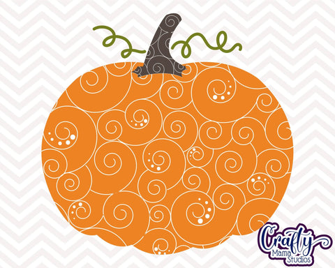 Pumpkin - Fall - Patterned Pumpkin - Swirl Fall Pumpkin SVG Crafty Mama Studios 