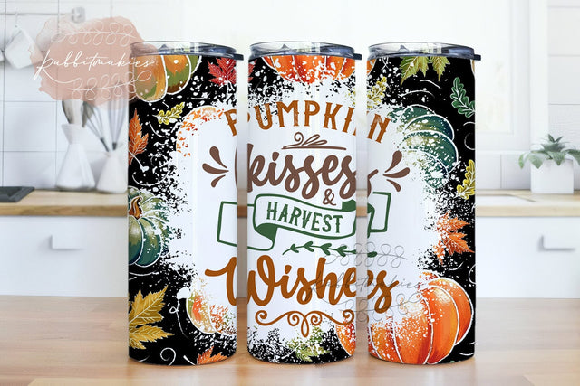 Pumpkin Fall Tumbler Wrap PNG Harvest Sublimation Designs Downloads, Pumpkin Fall Skinny 20oz Sublimation Rabbitmakies 