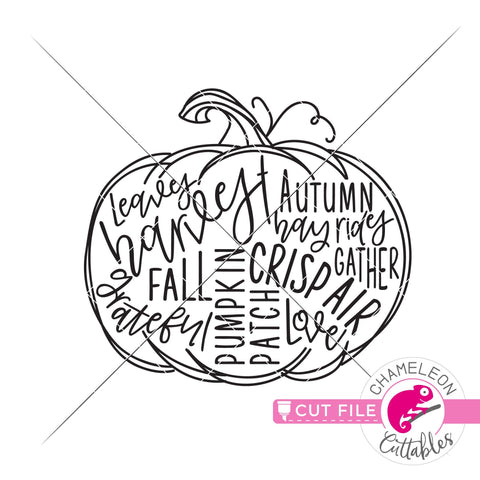 Pumpkin fall word art circle svg png dxf SVG Chameleon Cuttables 