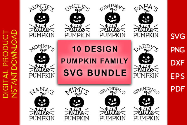 Pumpkin Family Bundle SVG PNG PDF Cut File SVG Creativedesigntee 