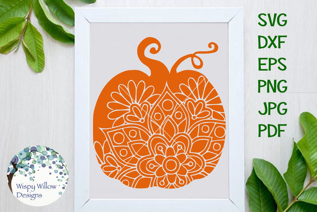 Pumpkin Floral Mandala SVG Wispy Willow Designs 