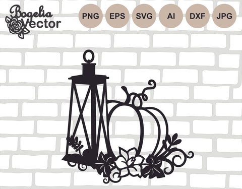Pumpkin Floral Svg file, Fall Pumpkin Cut file, Lantern, Farmhouse Sign, Autumn Leaves Png, Thankful Svg Cricut, Thanksgiving, Halloween SVG BogeliaVector 