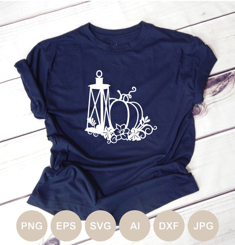 Pumpkin Floral Svg file, Fall Pumpkin Cut file, Lantern, Farmhouse Sign, Autumn Leaves Png, Thankful Svg Cricut, Thanksgiving, Halloween SVG BogeliaVector 